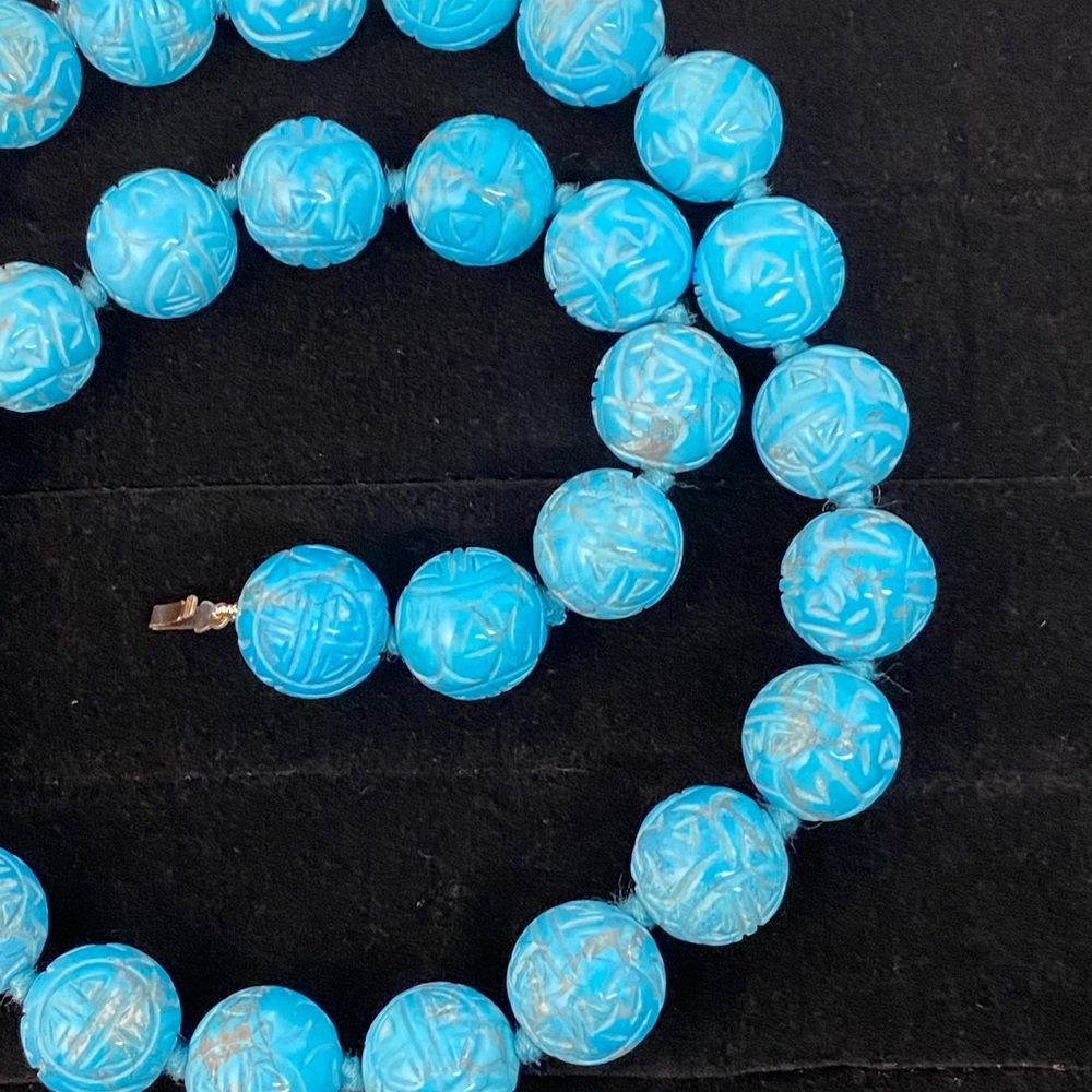 ๐HP๐ Shou Carved Turquoise 925 Silver Necklace - Picture 6 of 16